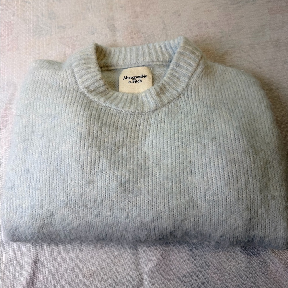Abercrombie & Fitch Soft baby blue Knit crop sweater crewneck